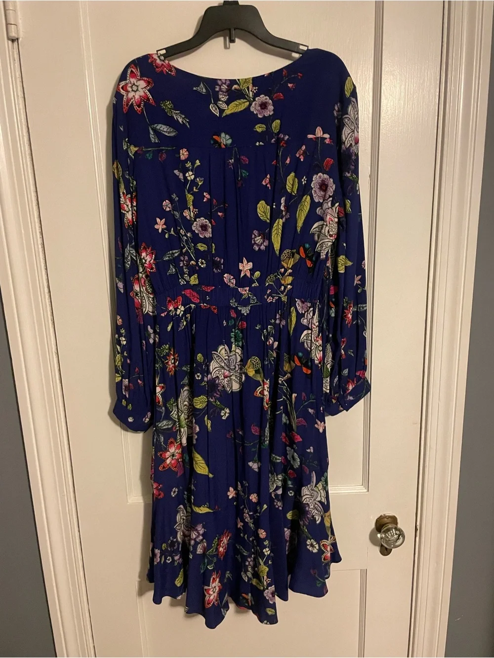Maeve Anthropologie Maplewood Blue Floral Long Sleeve Button Dress Women’s Sz M - Picture 6 of 8